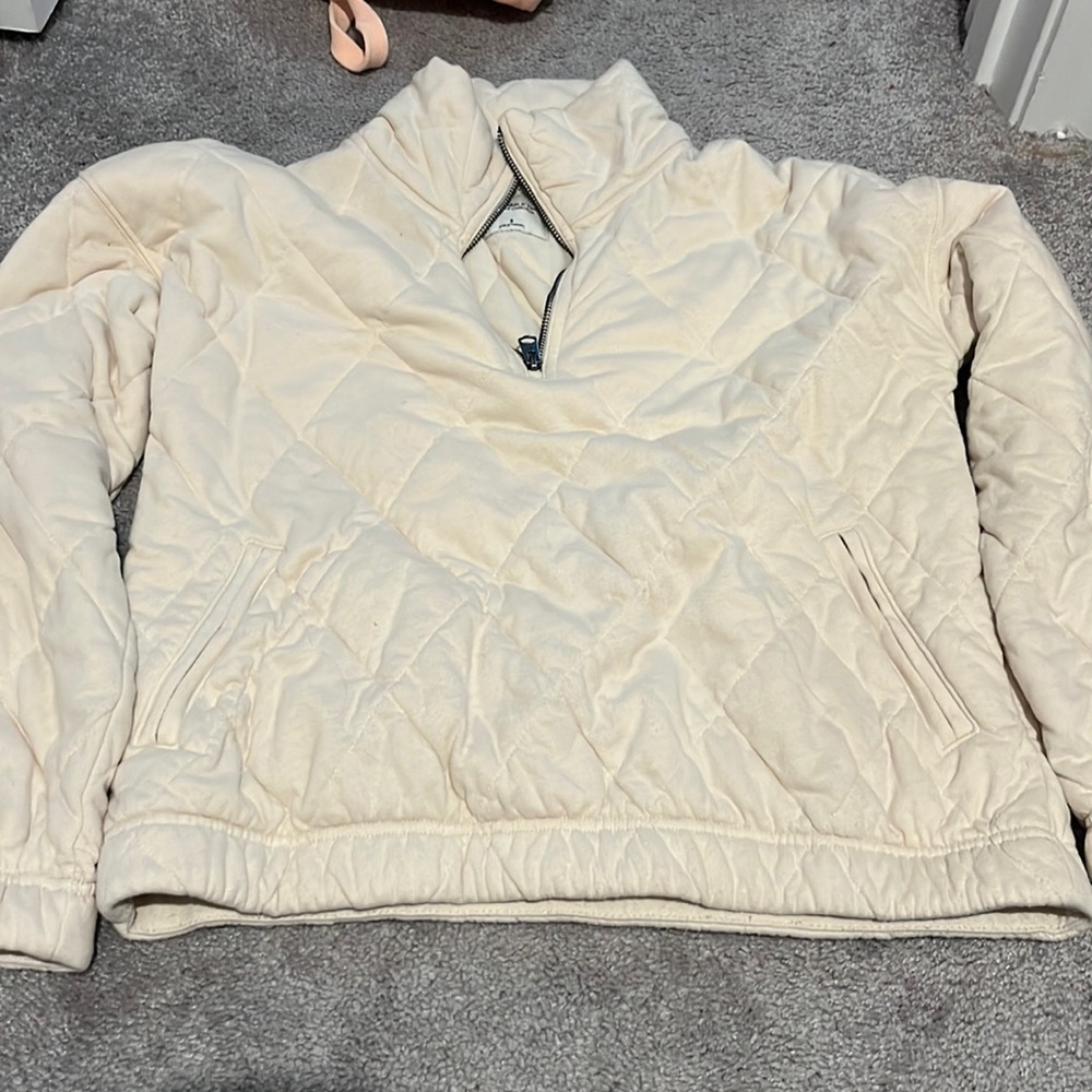 abercrombie & fitch  women’s small Essential Mini Sunday Half-Zip cream